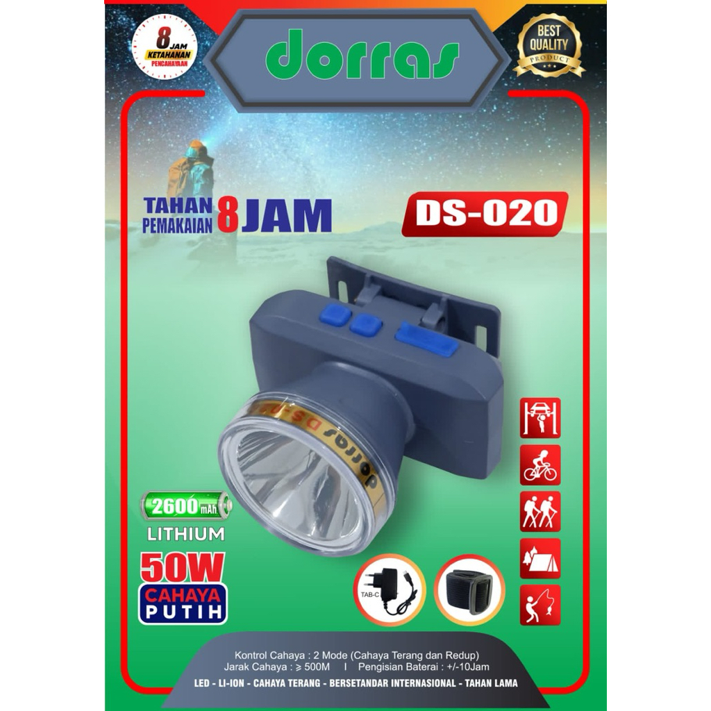 DORRAS DS-020 Senter Kepala 50 Watt