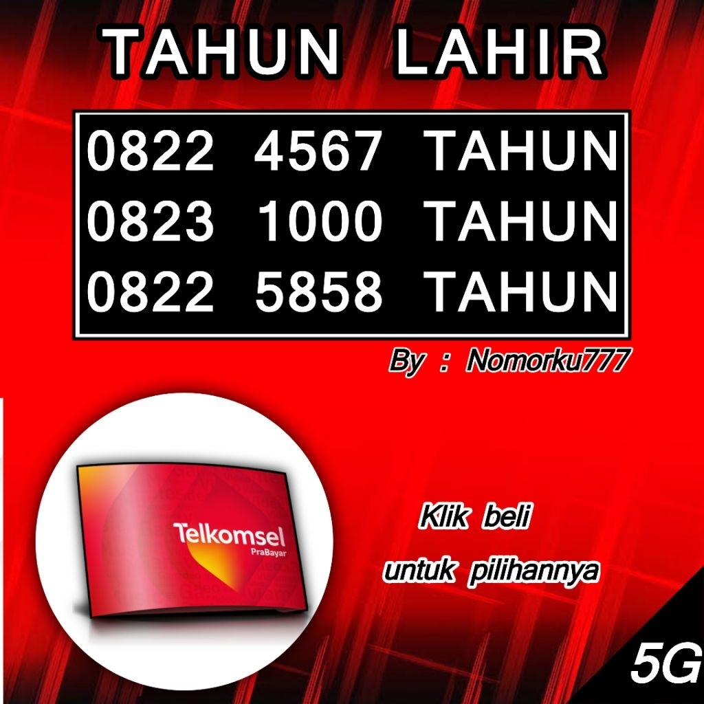 NOMOR CANTIK TELKOMSEL 4GLTE KARTU PERDANA TELKOMSEL 4GLTE NOMOR CANTIK SERI TAHUN [5858-4567-1000-5