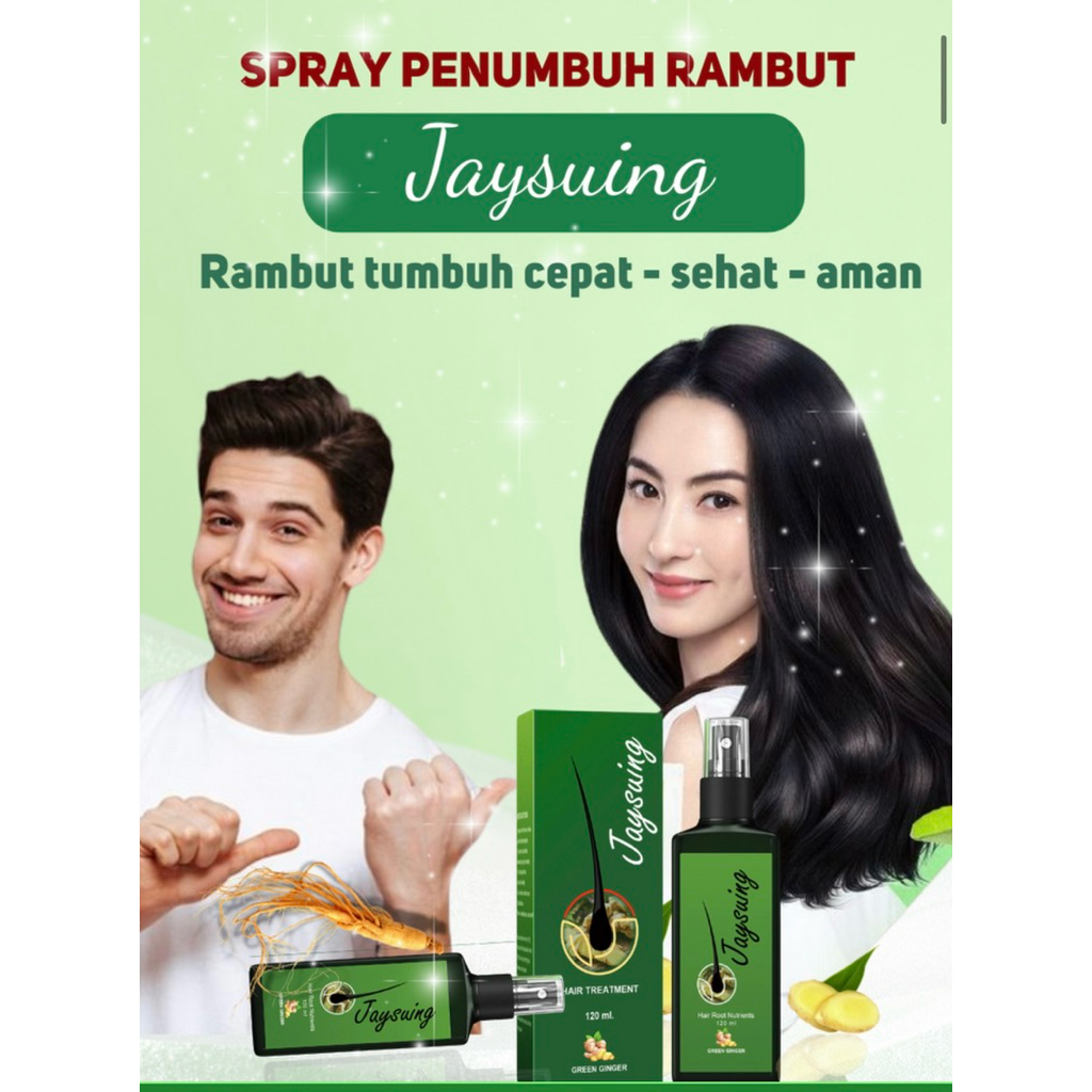 Jaysuing Spray penumbuh rambut bahan alami.cepat tumbuh dan rambut menjadi kuat tidak mudah patah da