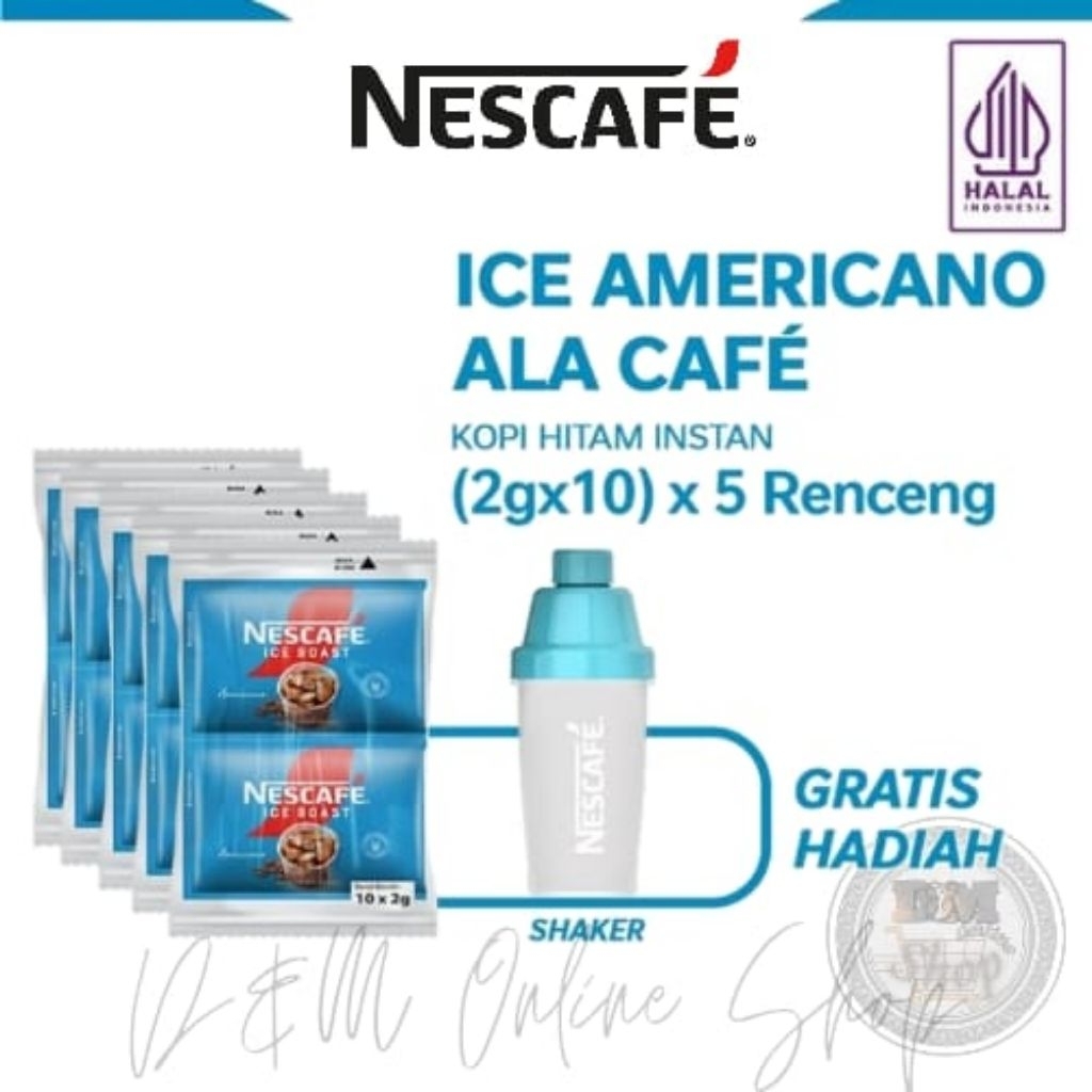 

Nescafe Ice Roast Americano Kopi Hitam Instan (10x2g) 5pcs free shaker