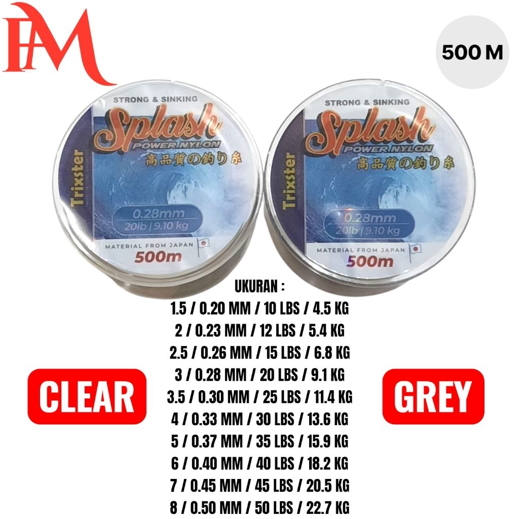 LINE TRIXSTER SPLASH POWER NYLON / SENAR PANCING PANJANG 500 M