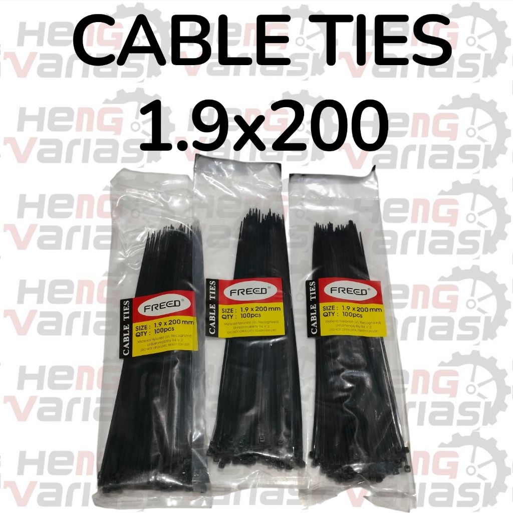 

harga spesial cable ties hitam isi 100pcs, 1.9x100, 1.9x150, 1.9x200 recognized unflammability 94 v.2