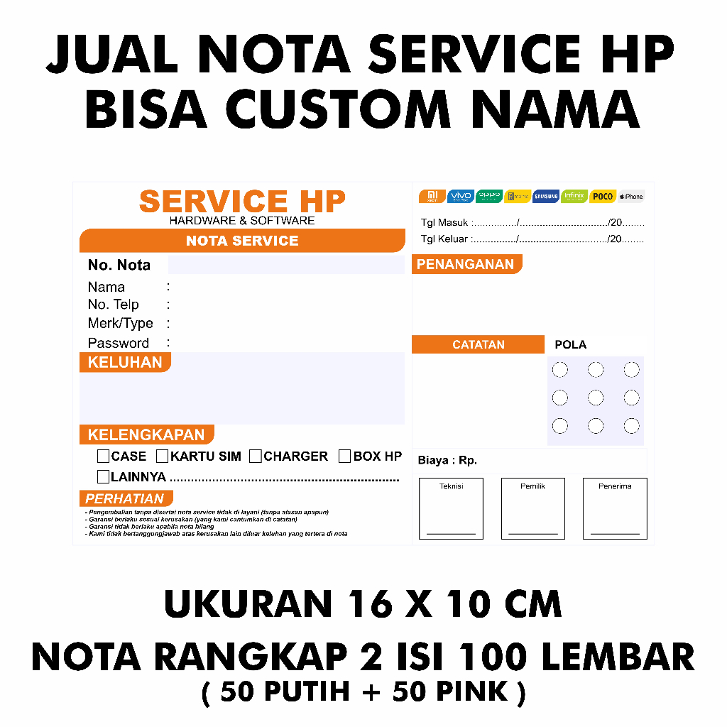 

Jual Buku Nota Servis Hp Nota 2 Rangkap