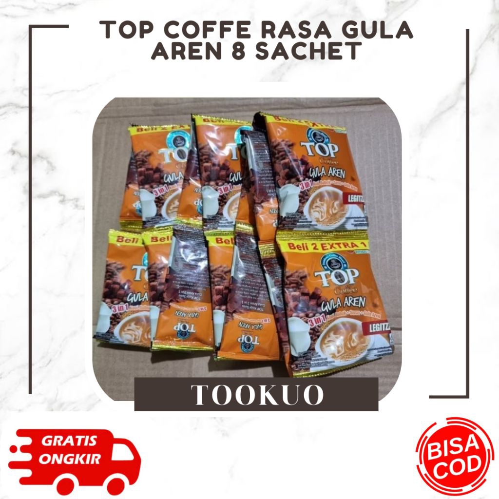 

Top Coffee Kopi Susu Gula Aren Tubruk 3 In 1 8pcs *Tookuo*