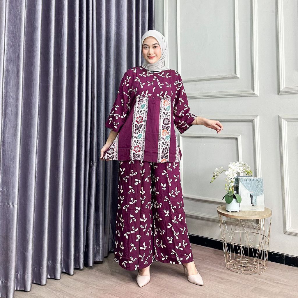 SETELAN BATIK CAP COLET CELANA PANJANG KULOT LENGAN PANJANG (CPLP) JUMBO BUSUI