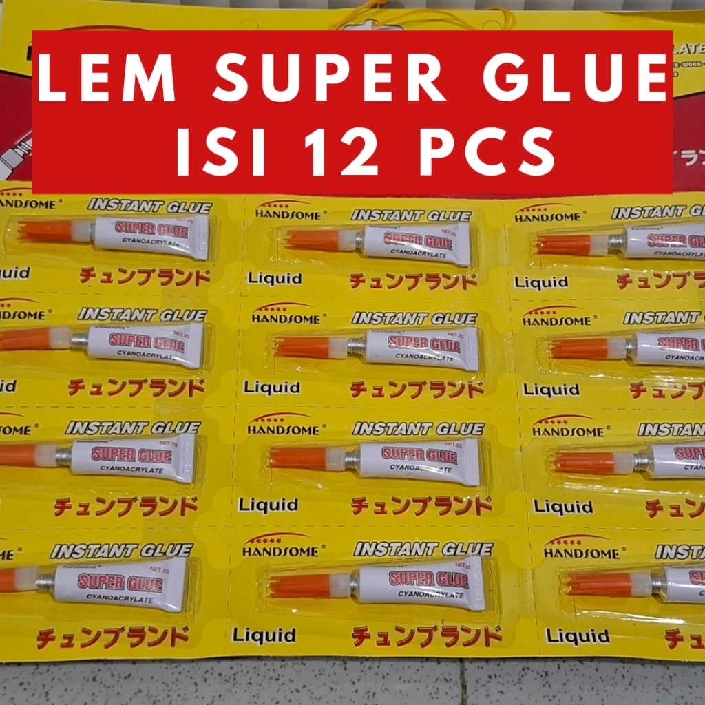 

Lem Super Glue 1 Lembar isi 12 pcs