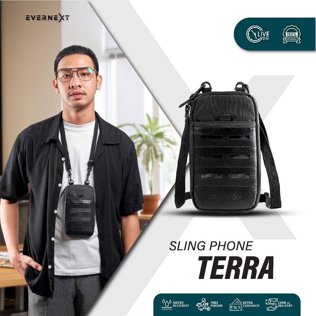 Evernext - Sling Phone Pria Tas Gantung Leher Pria Tas Selempang Mini Pria Waterproof - Terra