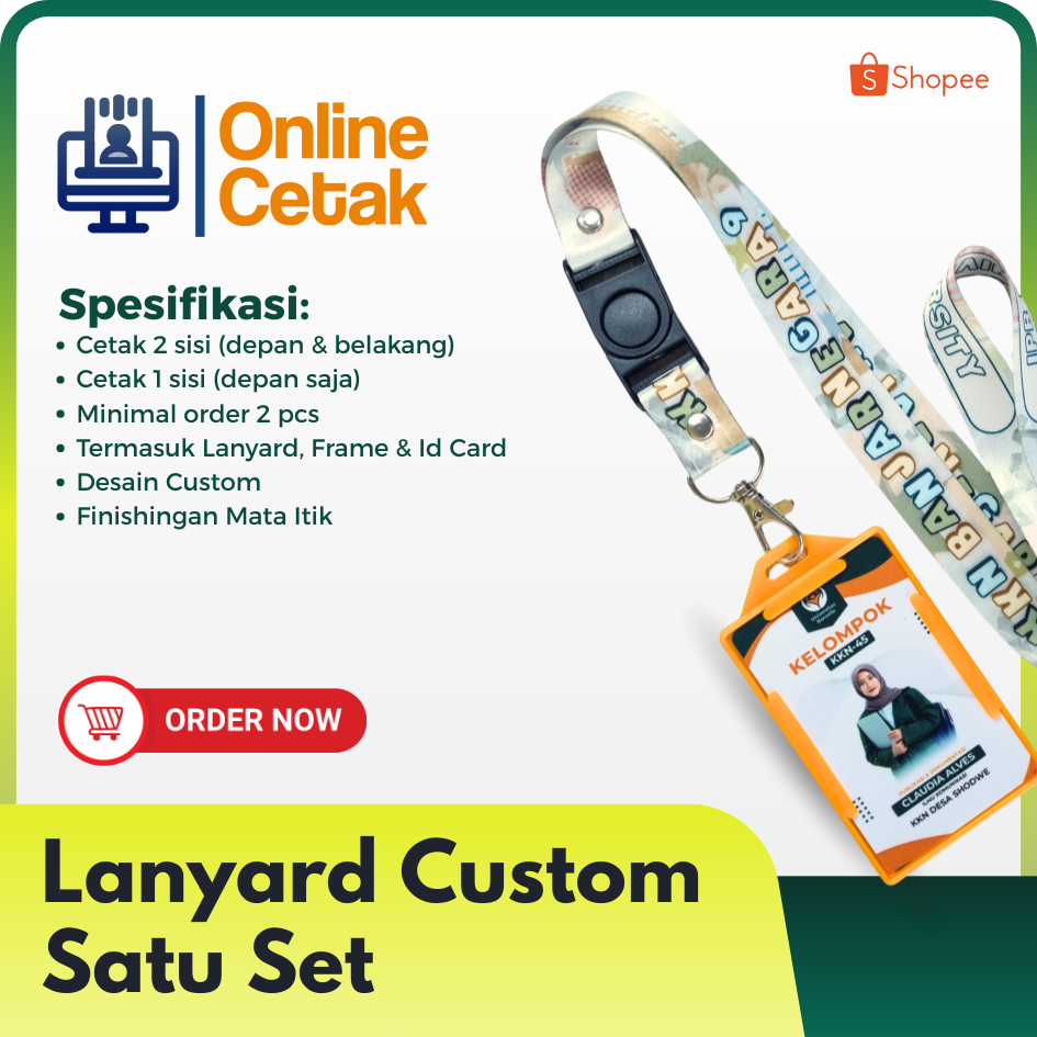 

SATU SET PAKET NAME TAG TALI LANYARD SUBLIM PREMIUM + ID CARD PLUS HOLDER STD