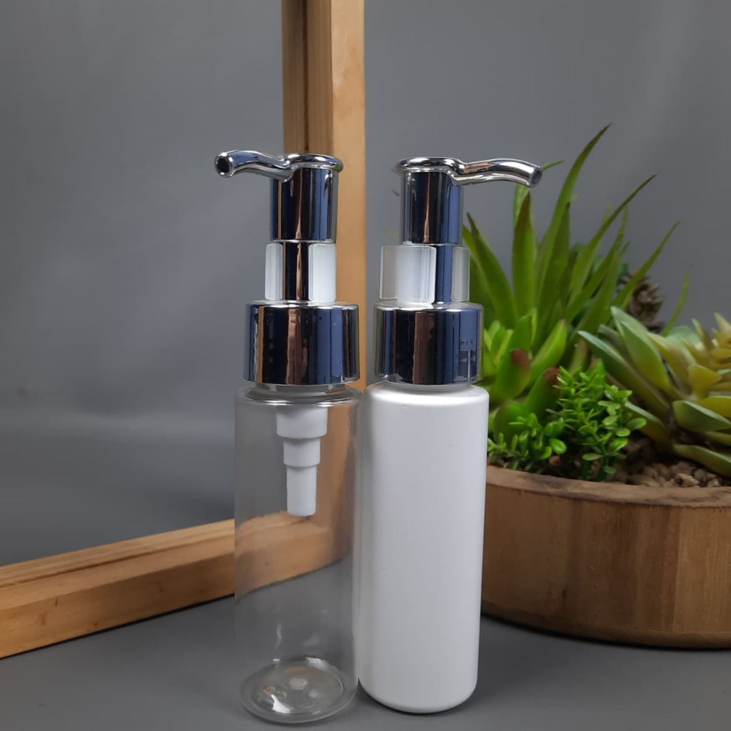 Botol Pump Clip Oil 50 Ml / Botol Pet 50 Ml RF - Tutup Pump Clip Oil Silver / Botol Pump 50 Ml / Bot