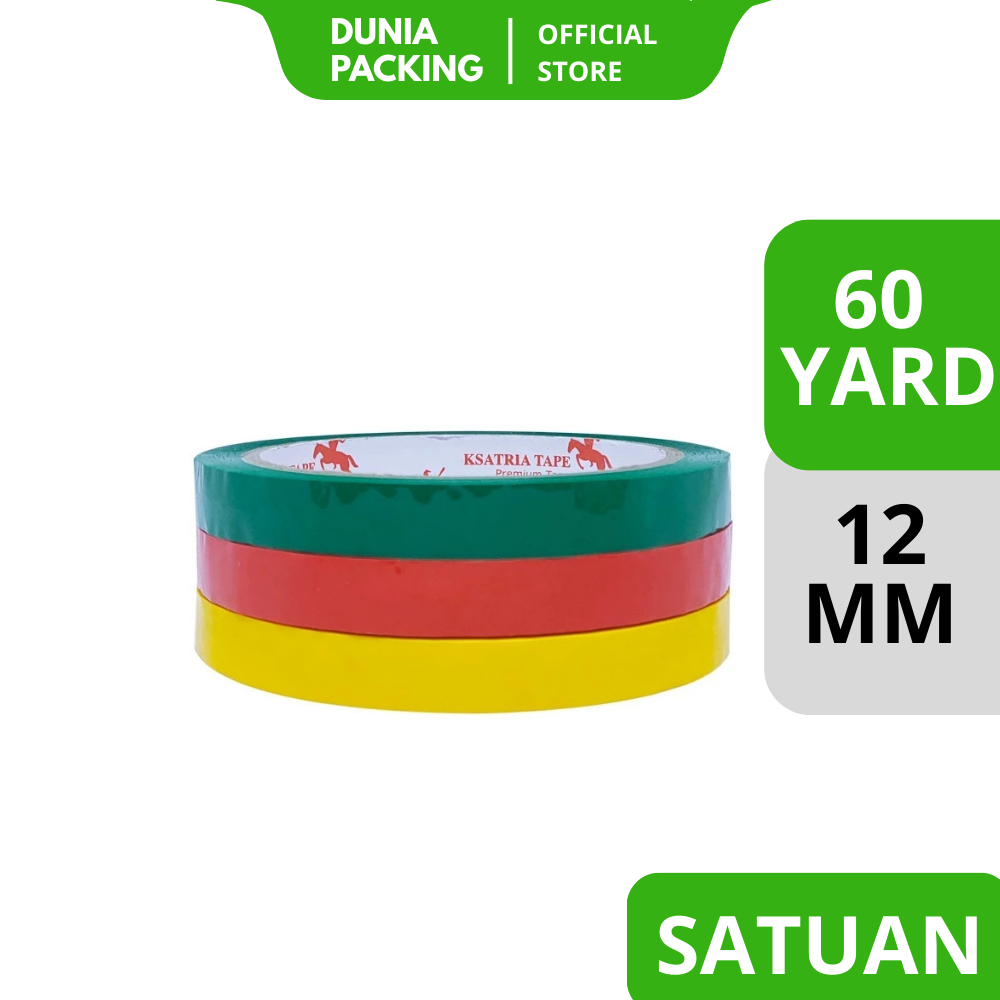 

Isolasi Ksatria Tape Warna-Warni 12MM X 60YARD