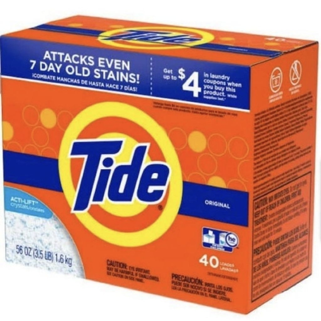 Tide Detergent Powder Original 1.6 kg Bubuk Sabun Cuci He Turbo Laundry Baju 40 Loads 56oz 1.6kg Det