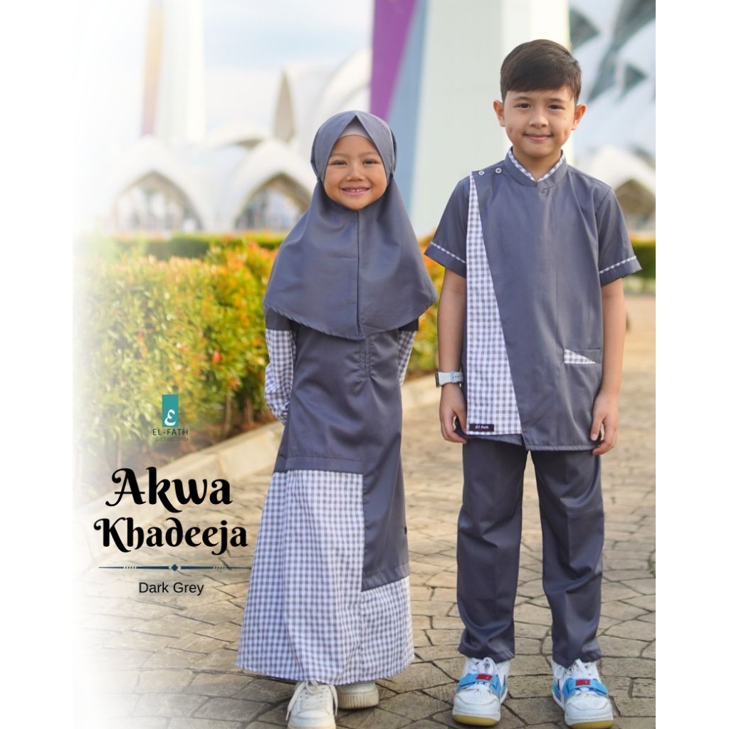 Setelan Baju Gamis Muslimah Anak Perempuan Syar'i Plus Jilbab Khadeeja Original By : El-Fath