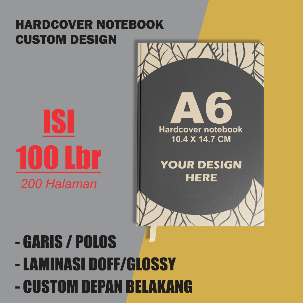

NOTEBOOK HARDCOVER CUSTOM COVER DEPAN BELAKANG (100 lembar)