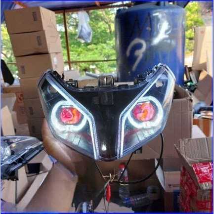 PAKET FULLSET REFLEKTOR LAMPU DEPAN VARIO TECHNO 110 KARBU + ALIS RUNNING 2 MODE SUPER TERANG