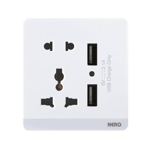 NERO STOP KONTAK + USB DECORA Q791-WHITE