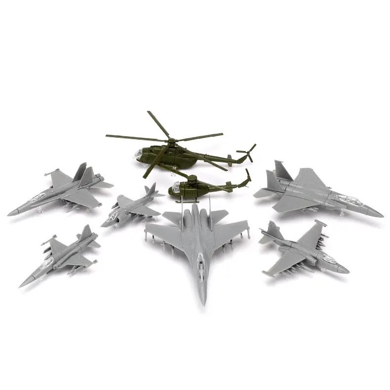 Model Kit Skala 1:144 Miniatur Pesawat Tempur dan Helikopter Plastik Belum Dirakit