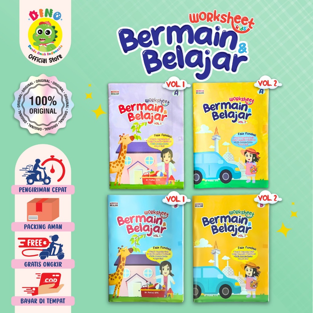 Worksheet Anak TK A & TK B – Bermain & Belajar 68 Halaman + 6 Papercraft | NON PAKET