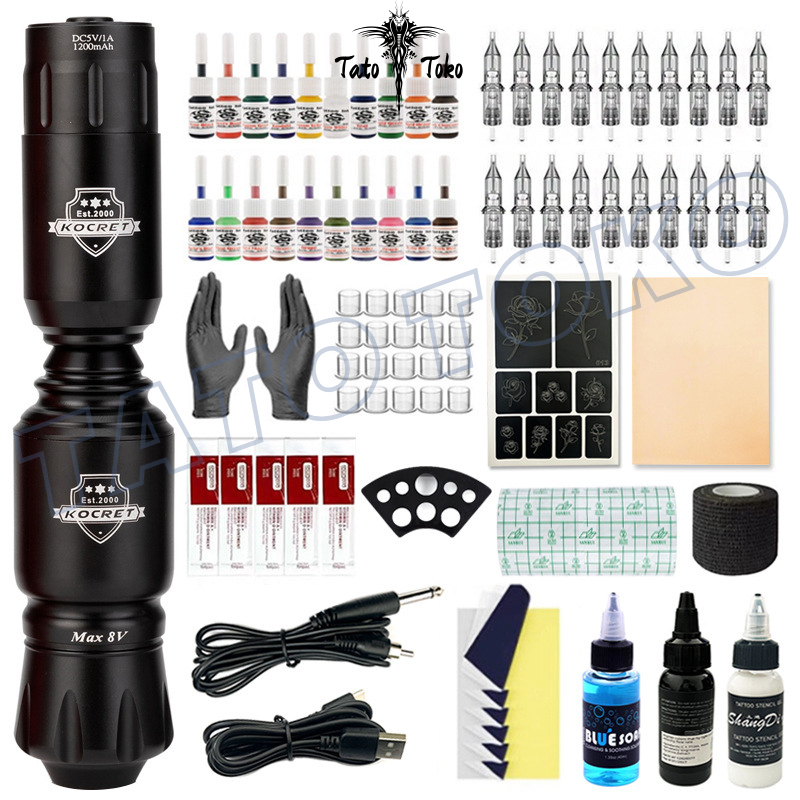 Pena Tato Roket Mini B4terai Isi Ulang NirkabelRCAPort All-In-One Mesin Tato Motor Set Mesin Power S