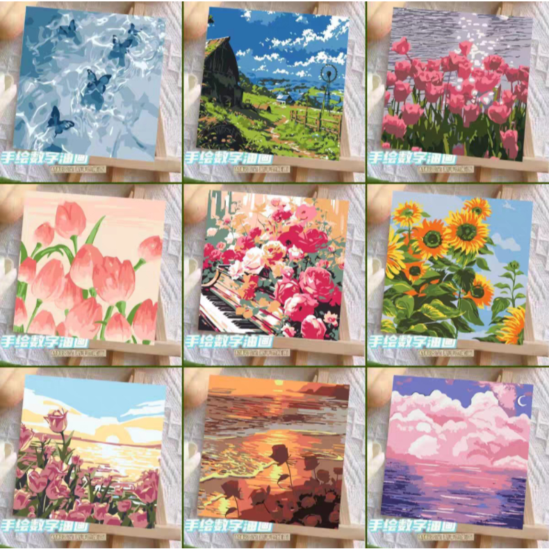 

DONMI Paint By Number Kit 20x20cm Lukisan Kanvas DIY Digital Painting Kit With Kanvas