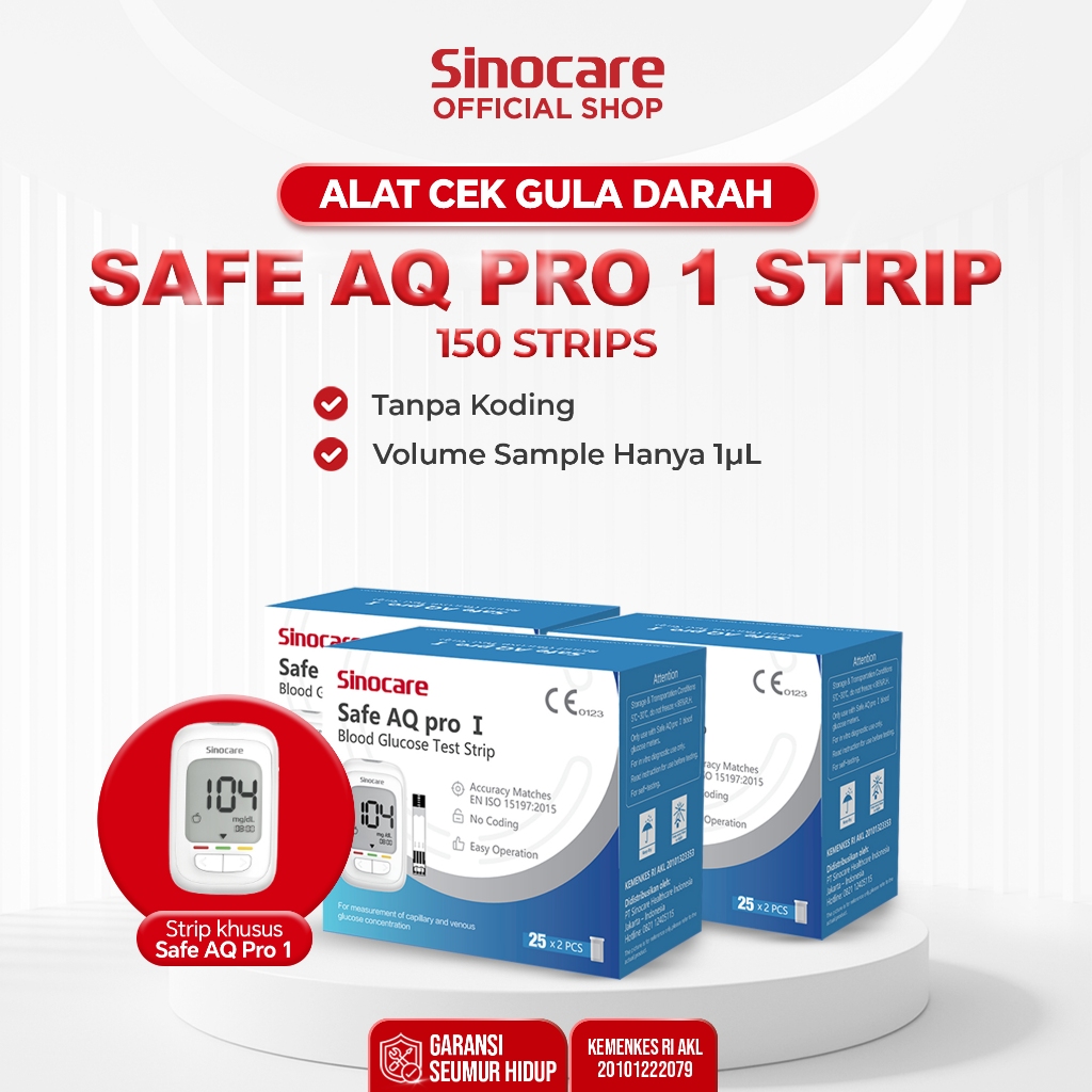 Sinocare Alat Cek Gula Darah Safe AQ Pro I Strip  (150 Strip) only strip