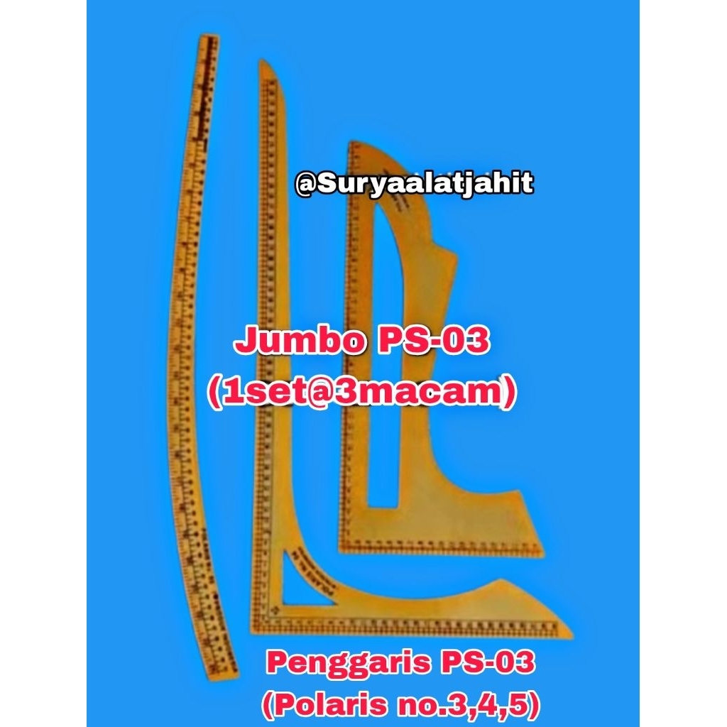 

Penggaris Pola Jahit PS-03 (1set@3mcm) =rp.129.500/lsn