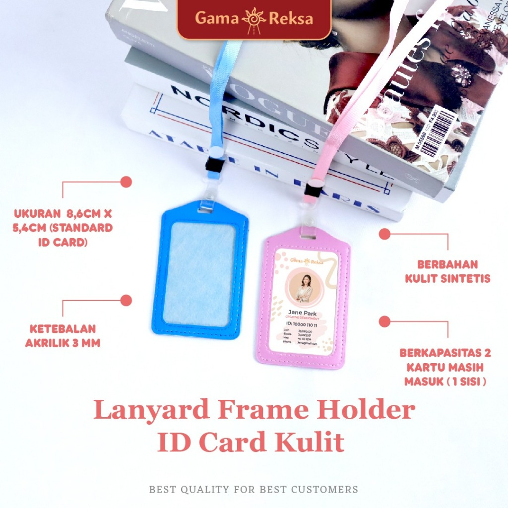 

LANYARD READY STOCK Name Tag Tali Kulit / ID Card Holder Kulit
