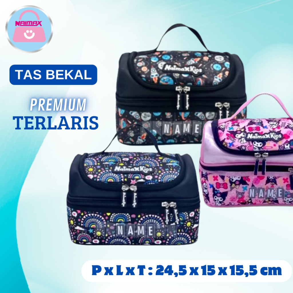 

Tas Bekal Custom Nama | Naimax Kids Double Decker | Lunch Box Original (SMG)