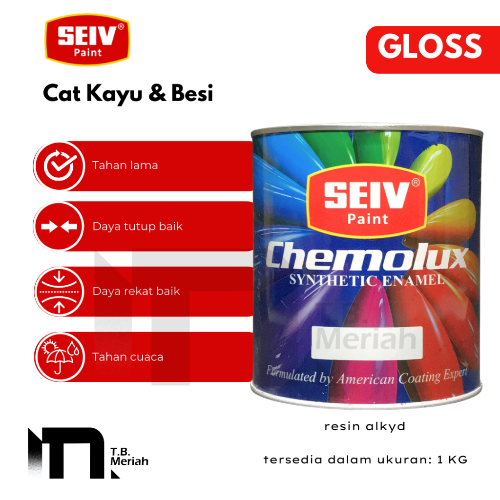 Cat Seiv Cat Kayu & Besi 1 Kg TROPICAL RED Series - Gloss SEIV