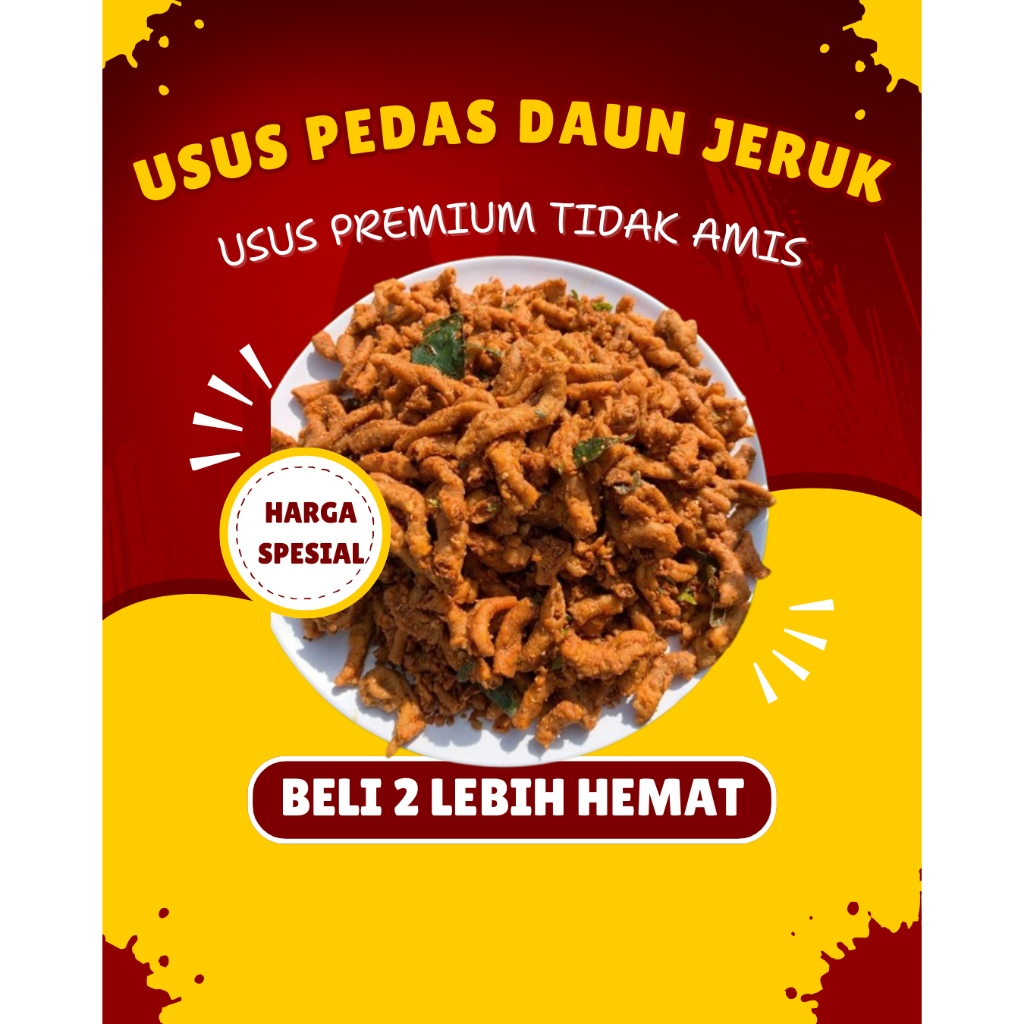 

KRIPIK USUS SULTAN PEDAS VIRAL DAUN JERUK 250gr ( BELI 1 GRATIS 1 SNACK )