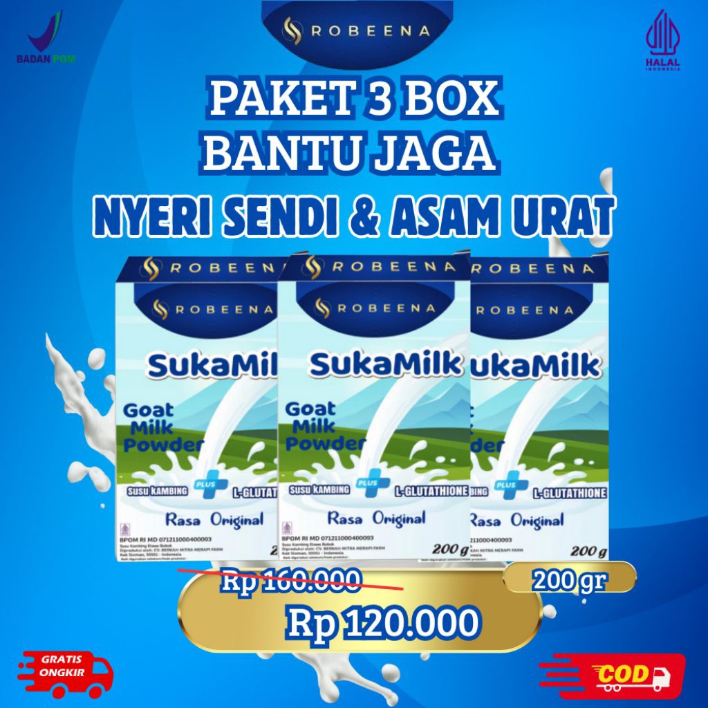 

paket 3 box - SUKAMILK susu kambing etawa untuk tulang dan sendi-200 gr