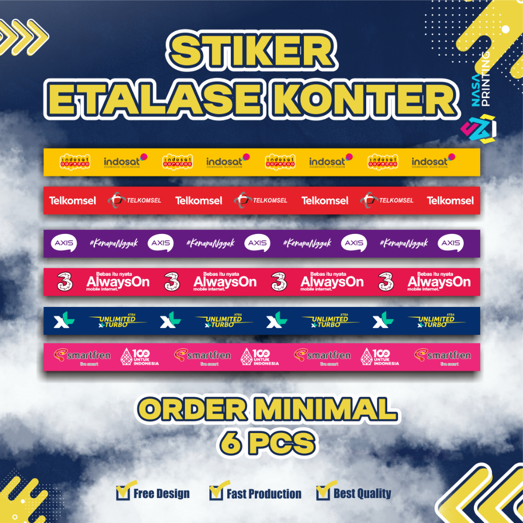 Stiker Etalase Konter / Stiker Konter All provider / Stiker Konter Murah / Aksesoris Konter