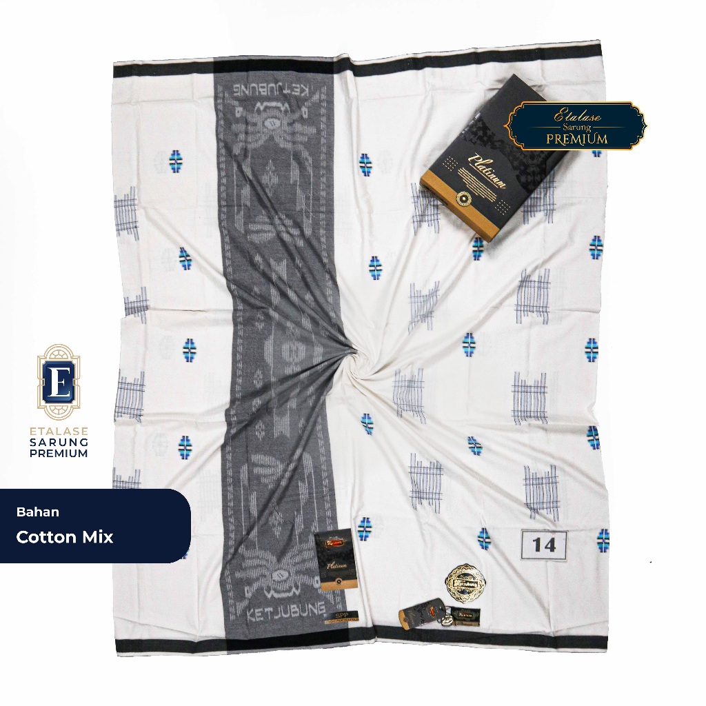 Sarung Istimewa KETJUBUNG Platinum GOLD Motif SPP Hitam Putih