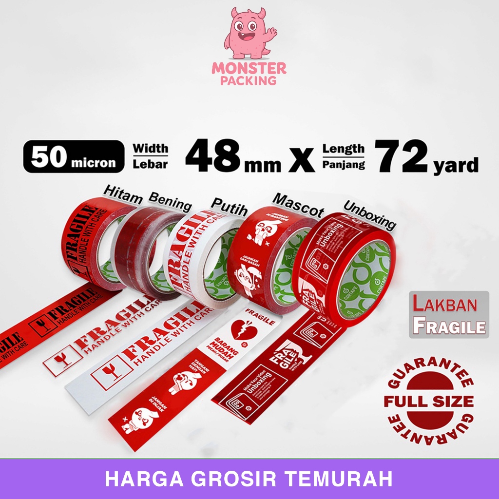 

Lakban FRAGILE Isolasi Premium 48mm Termurah / Satuan