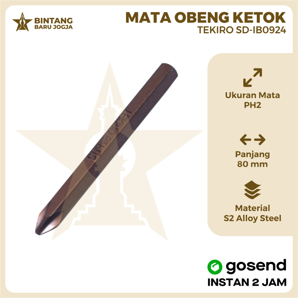 mata obeng ketok plus PH1 PH2 PH3 panjang 80mm