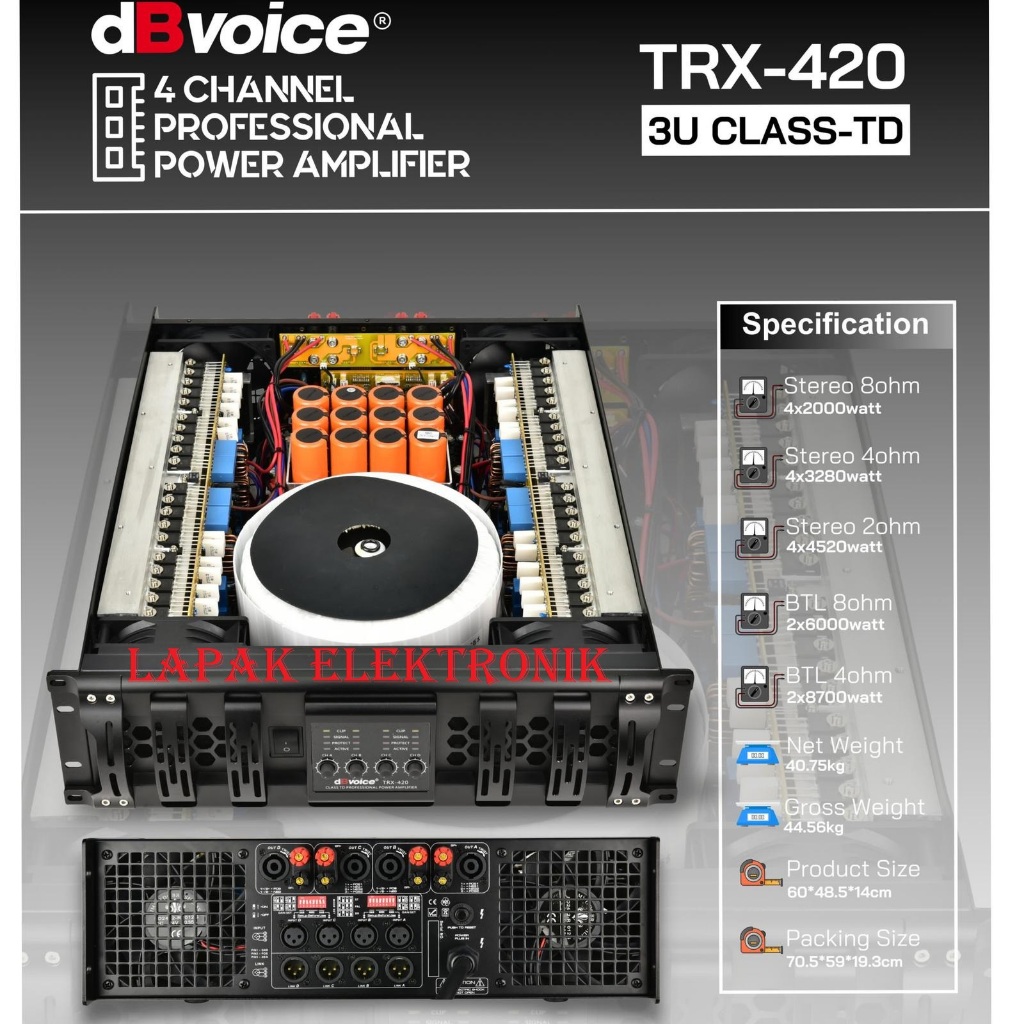 Power Amplifier dBvoice TRX 420 Original dB Voice TRX420 Class TD 4 Channel | LAPAK ELEKTRONIK