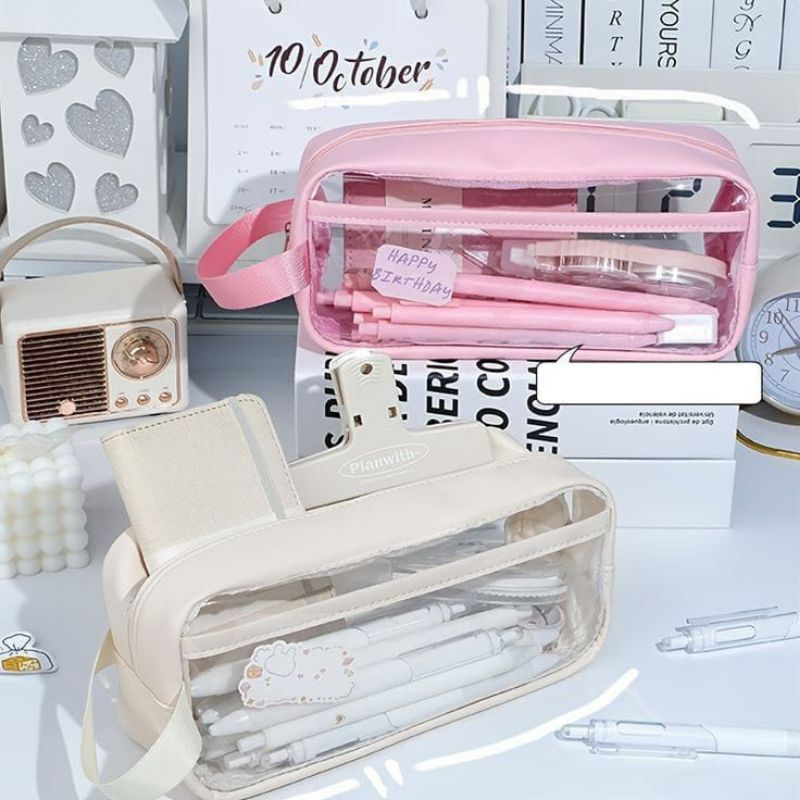 

Tempat Pensil Transparan Aesthetic / Kotak Pensil Lucu untuk Sekolah, Kuliah, dan Kerja