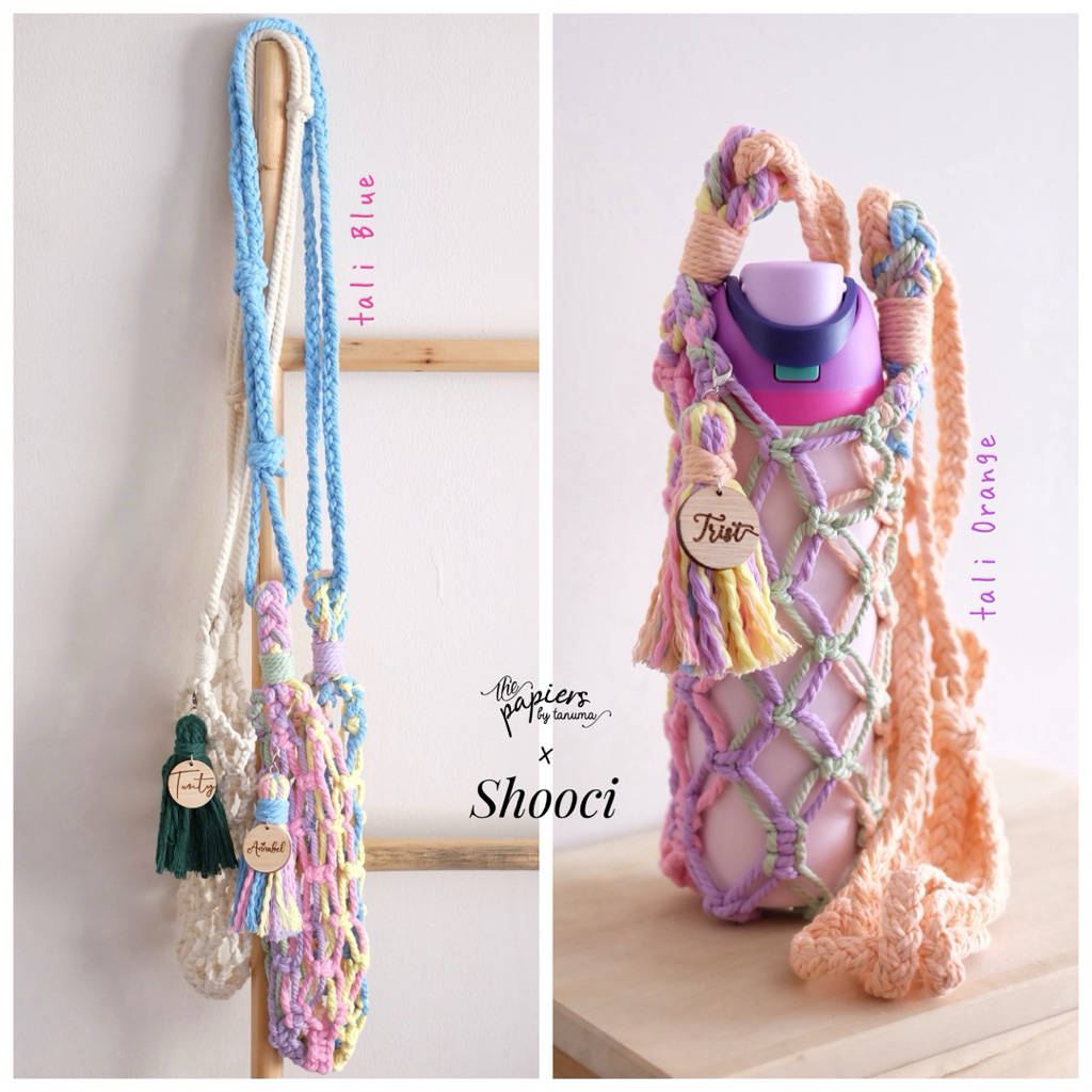 Colorful Tumbler Bag/ Holder/ Tas Botol Minum/ Termos Air/ Macrame/ Tas Rajut Custom/ 1 Liter