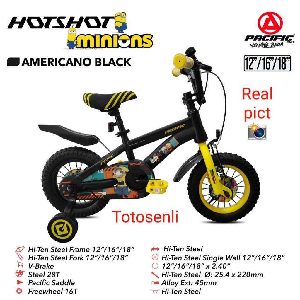 SEPEDA ANAK 16 INCH MINION BY PACIFIC HOTSHOT SEPEDA ANAK MODEL TERBARU