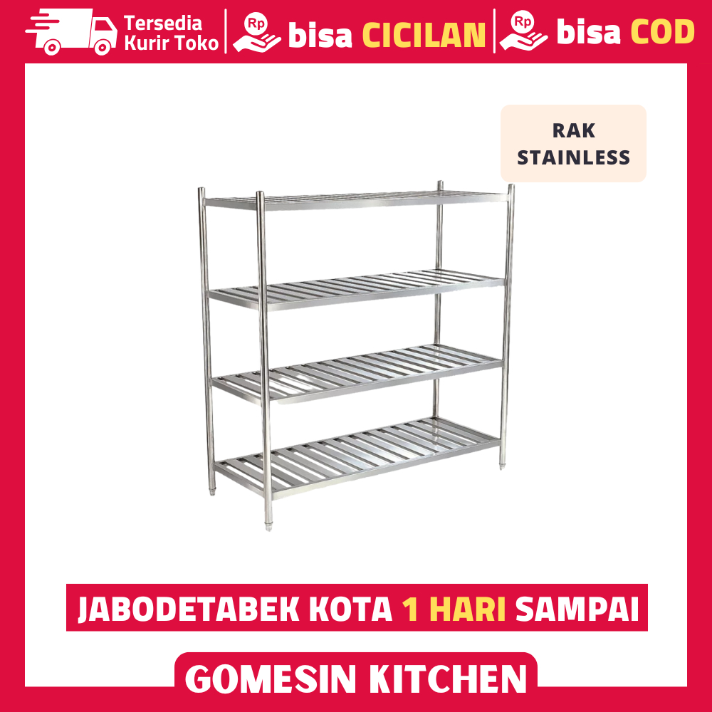 Rak Piring Stainless 4 Susun Dapur Restoran - Rak Piring Stainless 4 Tier