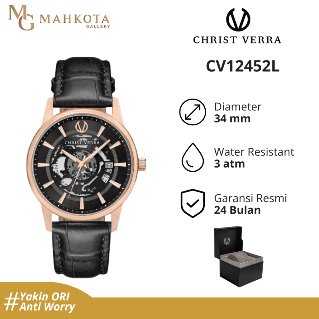 Jam Tangan Wanita Christ Verra CV12452L Strap Kulit Original dan Bergaransi