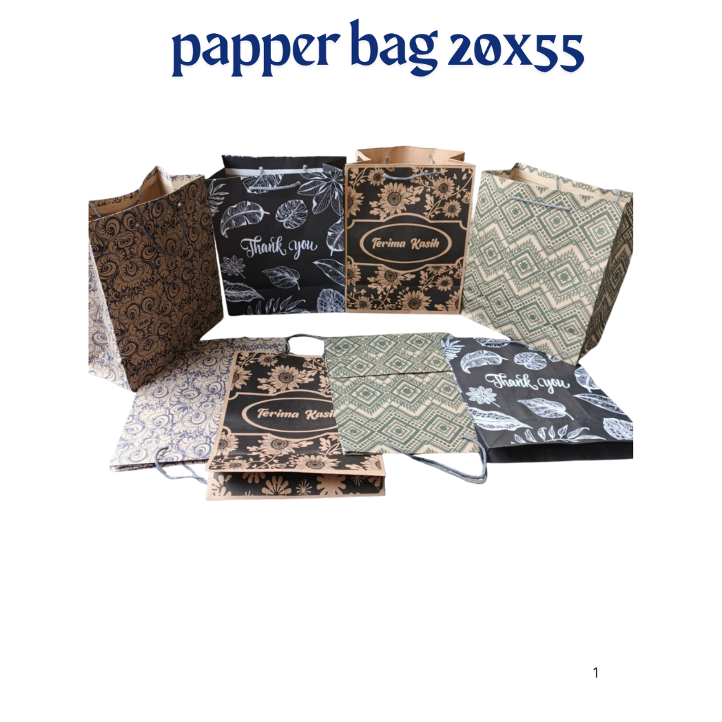 

Paper Bag Motif batik Ukuran 20x25cm Tas Kertas Hitam Papper Bag Polos