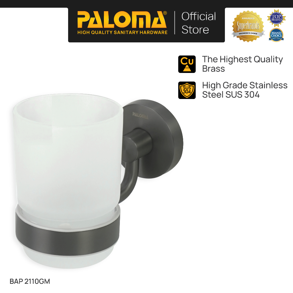 PALOMA BAP 2110GM Tempat Gelas Sikat Gigi Kumur Rak Tumbler Holder Mandi Brass Kuningan Stainless St