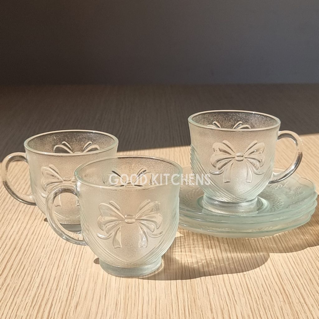 G358 CANGKIR TATAK GELAS KOPI GELAS DAN PISIN GELAS KACA SET