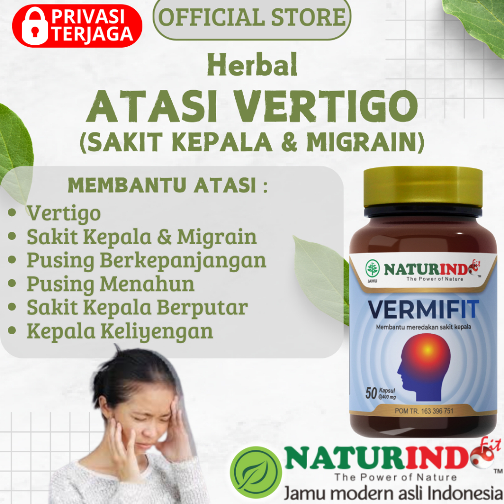 Herbal Sakit Kepala Vertigo Migrain Pusing Sakit Kepala Belakang Menahun VERMIFIT