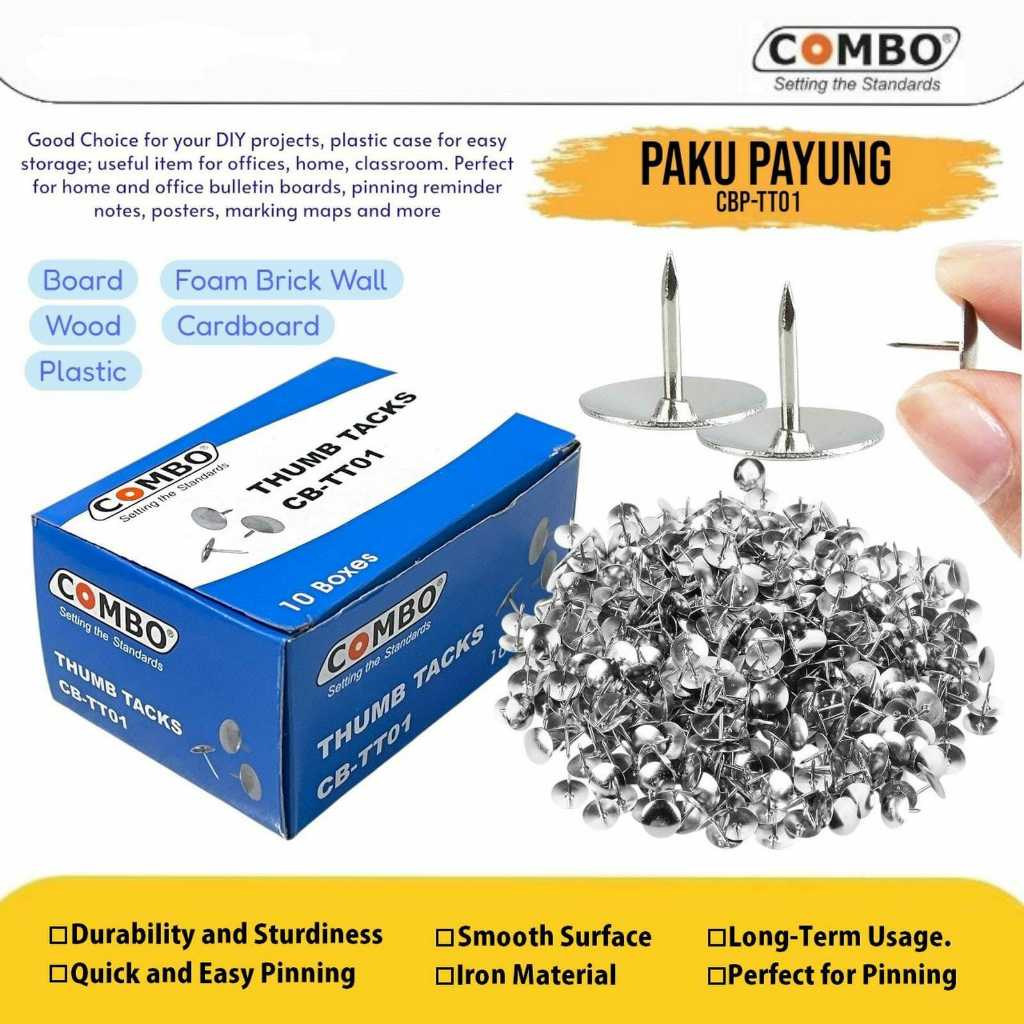 

Paku Payung / ThumbTack / Silver Thumb Tack / Metal Pushpin / Paku Tindis / Paku Mading / Paku Pines COMBO