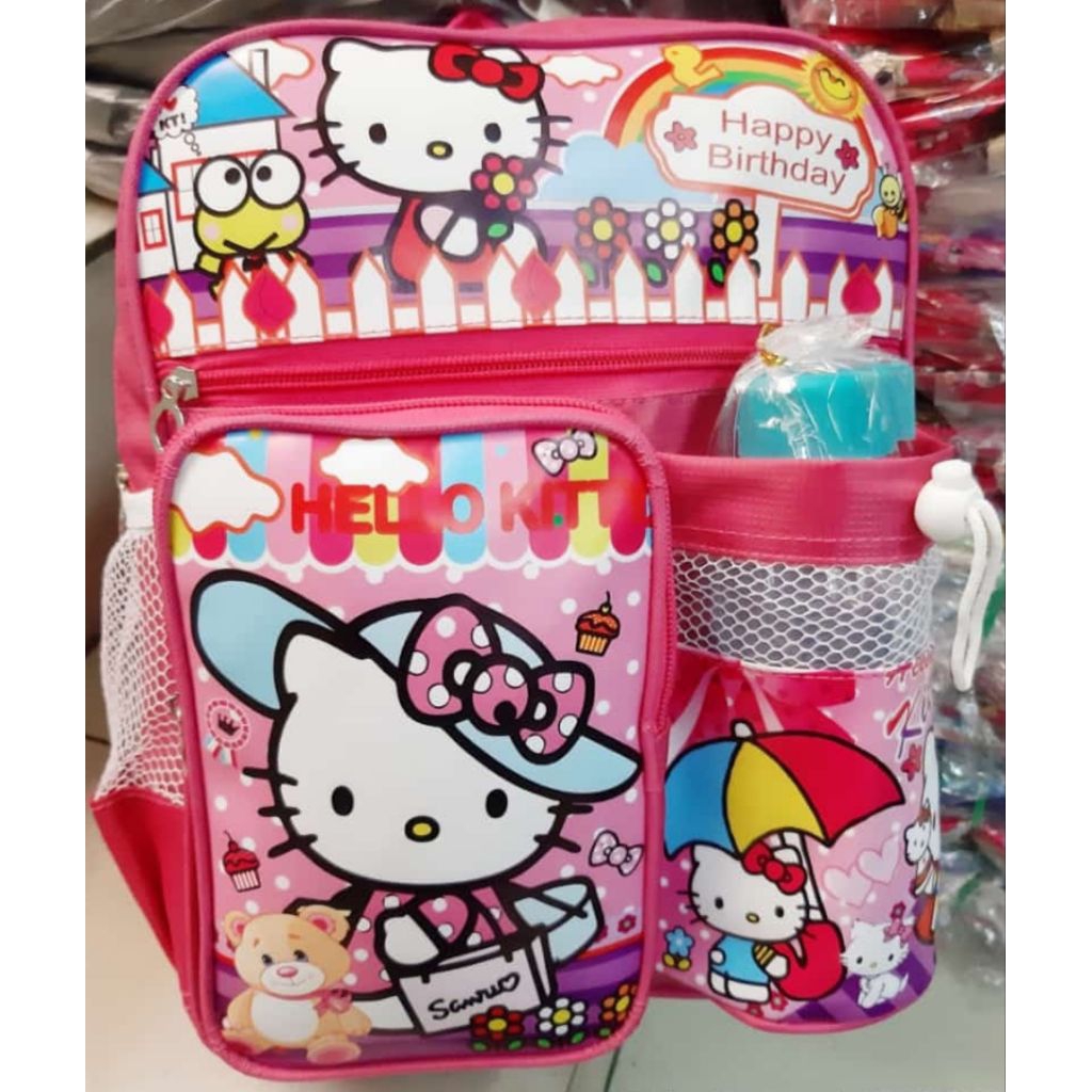 tas sekolah anak kecil TK/SD gambar hello Kitty free botol minum