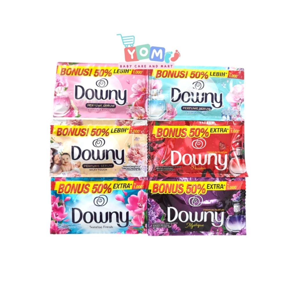 DOWNY PELEMBUT DAN PEWANGI PAKAIAN SASET 10ML / DOWNY PASSION, DOWNY FLORAL PINK, DOWNY MILD AND GEN