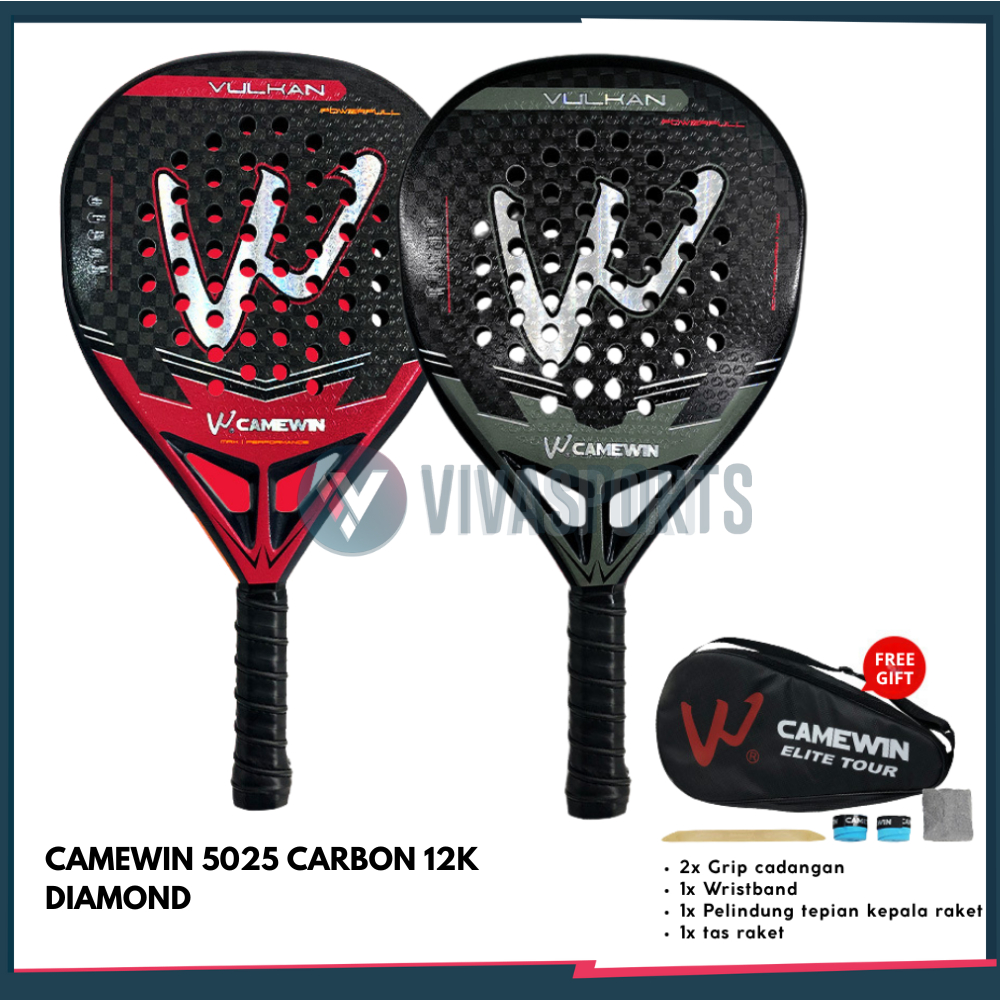 VIVASPORTS - CAMEWIN 5025 VULKAN Raket Padel Carbon 12K / Padel Racket CAMEWIN 5025 Original