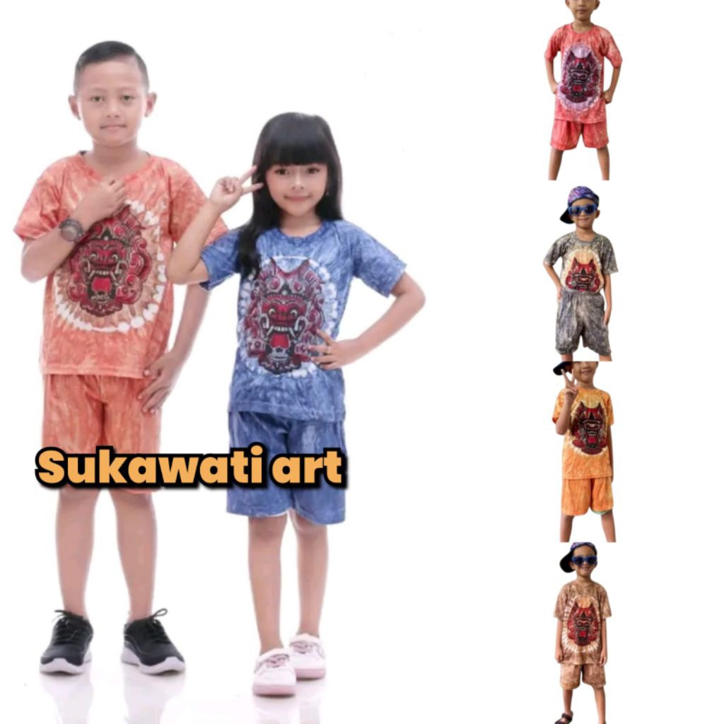 Kaos Barong Anak Khas Bali Setelan Baju Barong Anak Unisex Bahan Katun Premium Baju Bali Anak Barong