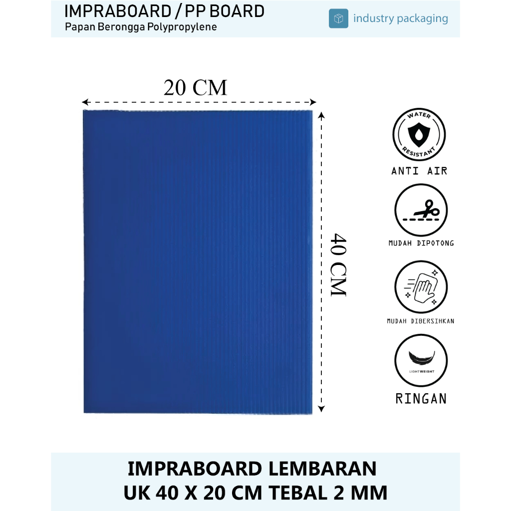 

Impraboard Imfraboard Premium Lembaran Kotak Tebal 2 mm ukuran 20 x 40 cm PP Board ART Board
